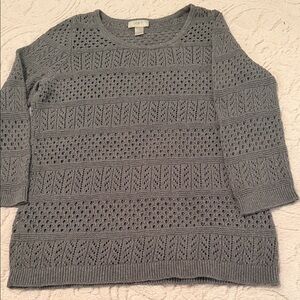 LOFT Textured Knit Gray Sweater